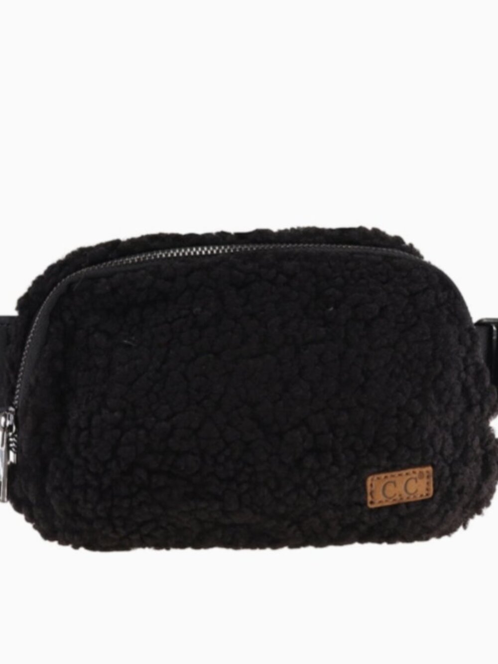 C.C Belt Bag Fanny Pack Black Sherpa Faux Fur
